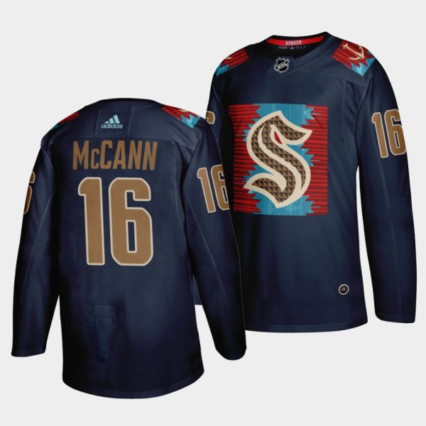 Seattle Kraken Jared McCann Karuk Art-inspired Blue Jersey Seattle Kraken Jared McCann Karuk Art-inspired Blue Jersey