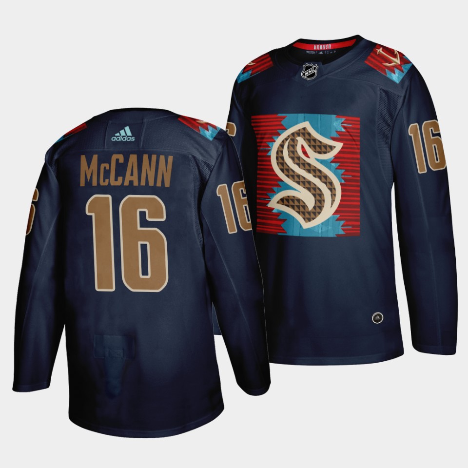 Seattle Kraken Jared McCann Karuk Art-inspired Blue Jersey Seattle Kraken Jared McCann Karuk Art-inspired Blue Jersey