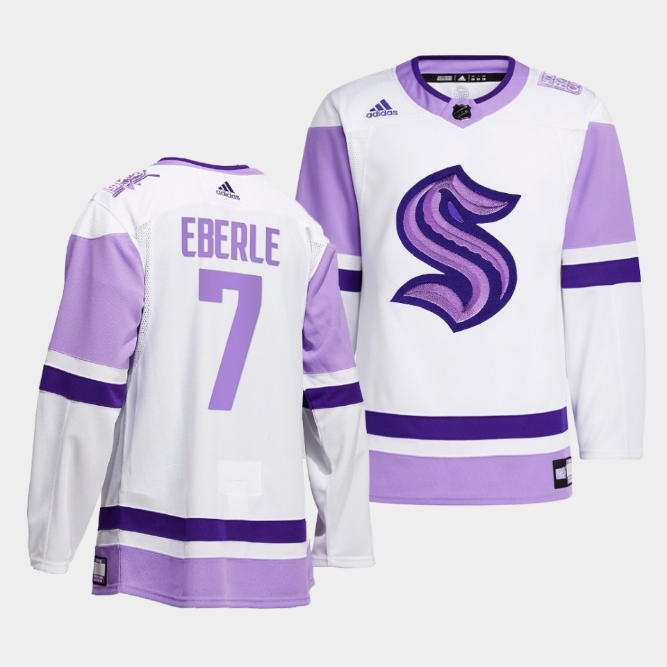 Seattle Kraken Jordan Eberle HockeyFightsCancer White Jersey Seattle Kraken Jordan Eberle HockeyFightsCancer White Jersey