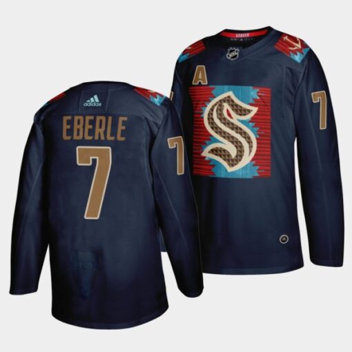Seattle Kraken Jordan Eberle Karuk Art-inspired Blue Jersey