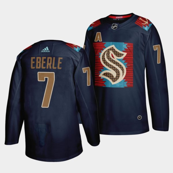 Seattle Kraken Jordan Eberle Karuk Art-inspired Blue Jersey Seattle Kraken Jordan Eberle Karuk Art-inspired Blue Jersey