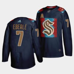 Seattle Kraken Jordan Eberle Karuk Art-inspired Blue Jersey