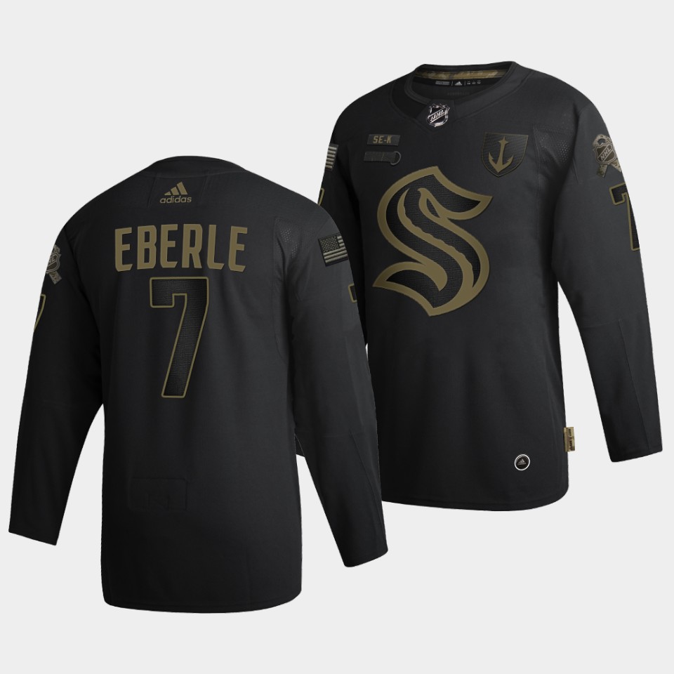 Seattle Kraken Jordan Eberle Military Appreciation Night Black Jersey Seattle Kraken Jordan Eberle Military Appreciation Night Black Jersey