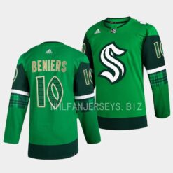 Seattle Kraken Matty Beniers 2023 St. Patricks Day Green Jersey