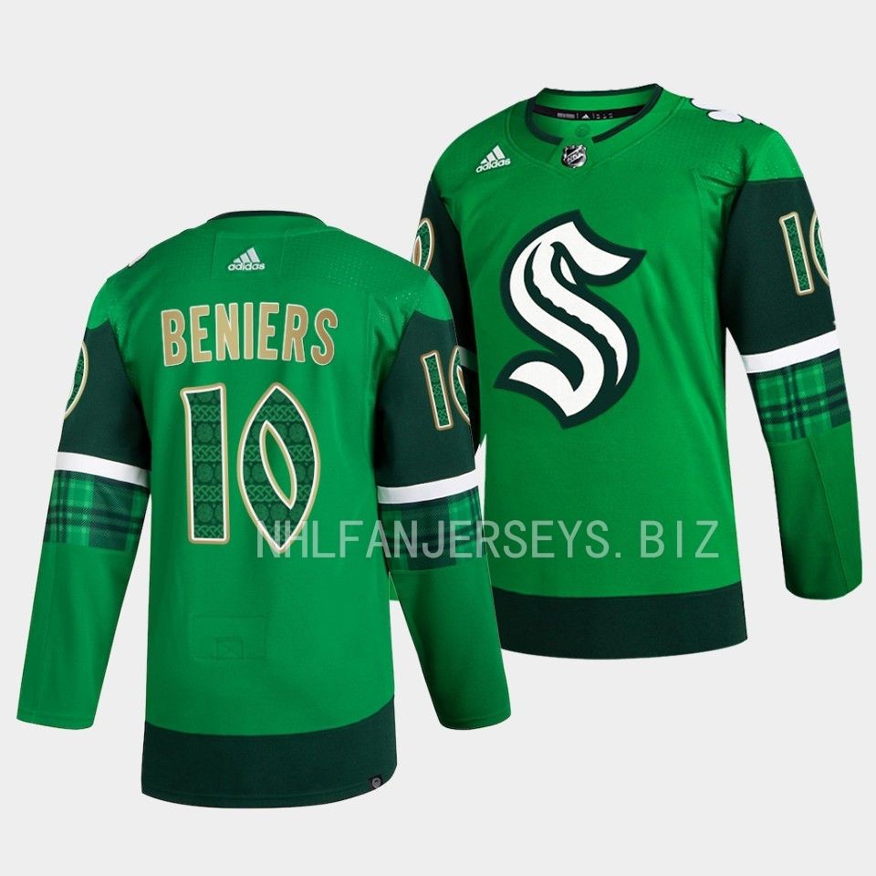 Seattle Kraken Matty Beniers 2023 St. Patricks Day Green Jersey Seattle Kraken Matty Beniers 2023 St. Patricks Day Green Jersey