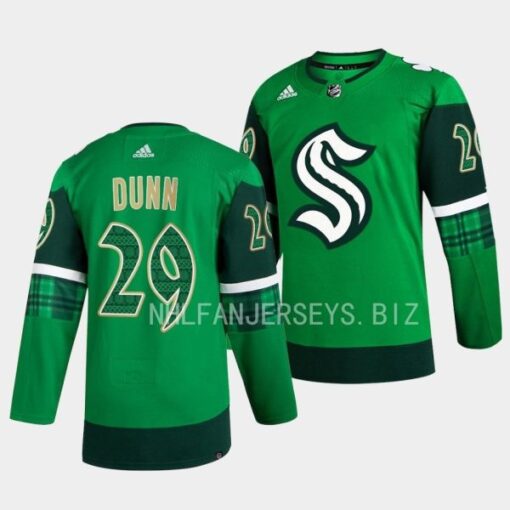 Seattle Kraken Vince Dunn 2023 St. Patricks Day Green Jersey