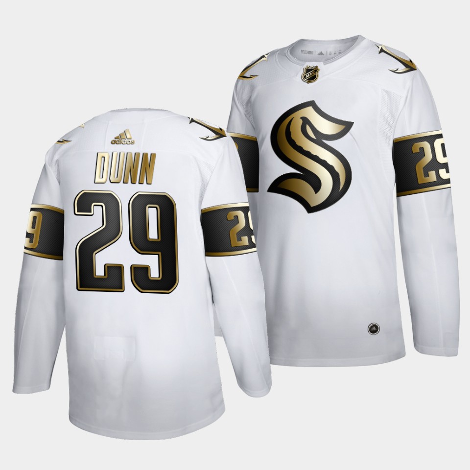 Seattle Kraken Vince Dunn Golden Edition White Jersey Seattle Kraken Vince Dunn Golden Edition White Jersey