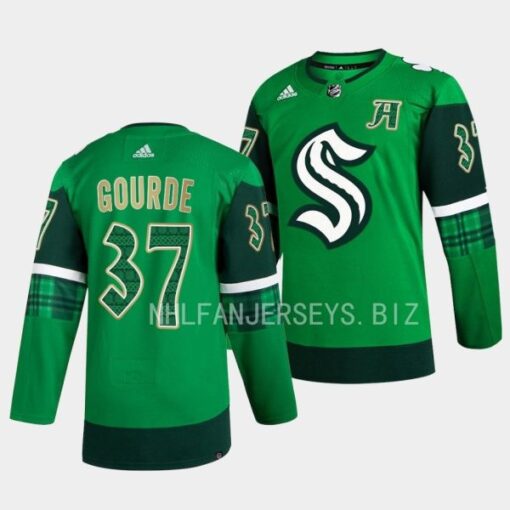 Seattle Kraken Yanni Gourde 2023 St. Patricks Day Green Jersey