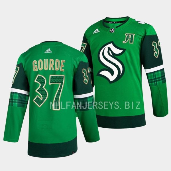 Seattle Kraken Yanni Gourde 2023 St. Patricks Day Green Jersey Seattle Kraken Yanni Gourde 2023 St. Patricks Day Green Jersey