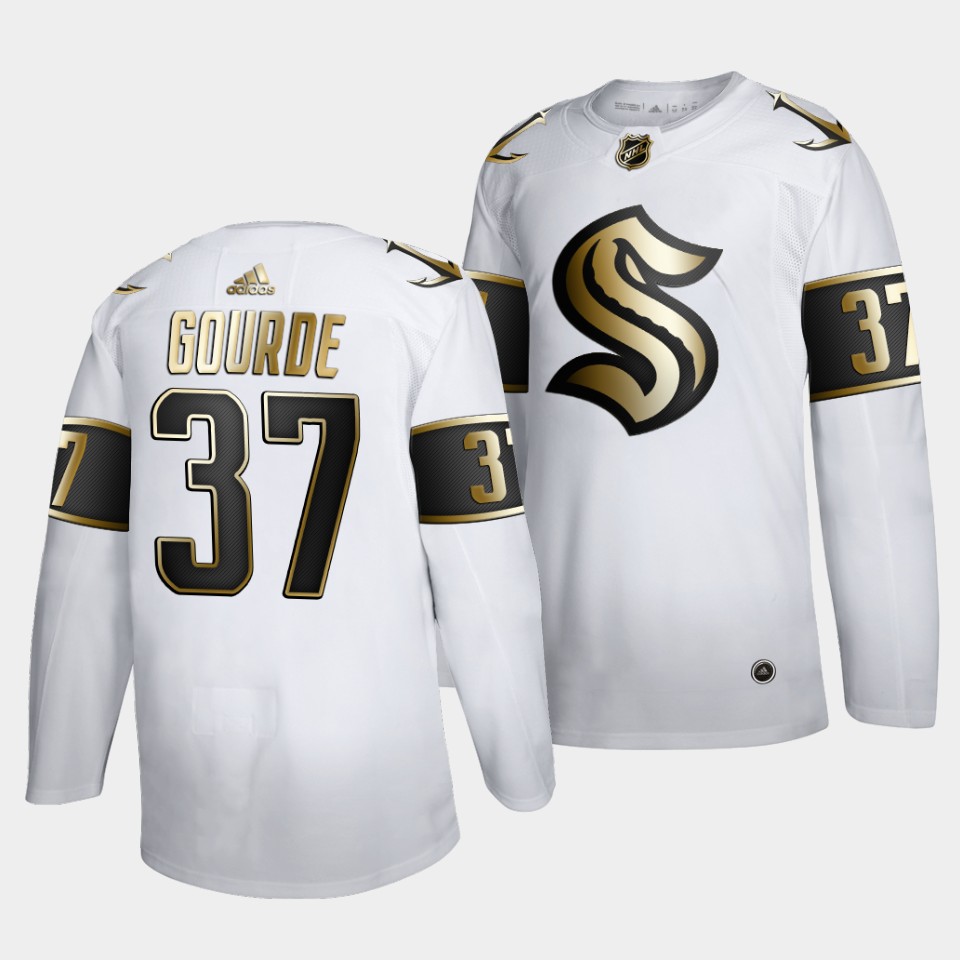 Seattle Kraken Yanni Gourde Golden Edition White Jersey Seattle Kraken Yanni Gourde Golden Edition White Jersey