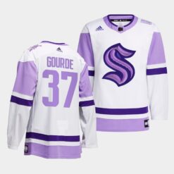 Seattle Kraken Yanni Gourde HockeyFightsCancer White Jersey