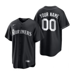 Seattle Mariners Custom Black White Fashion Replica Jersey