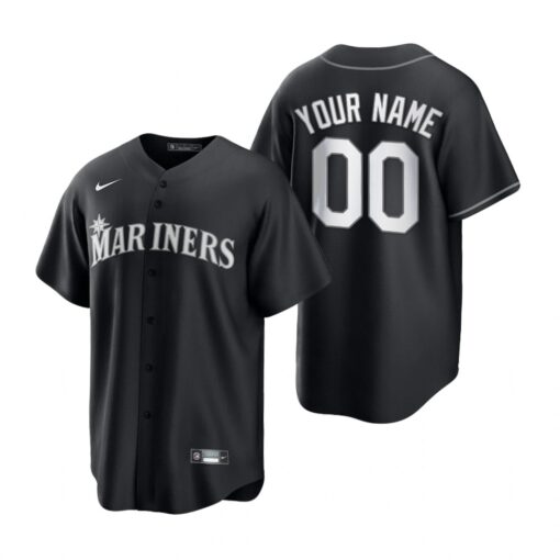 Seattle Mariners Custom Black White Fashion Replica Jersey
