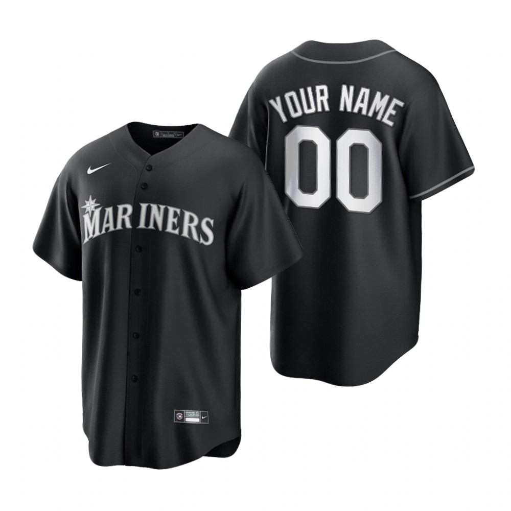 Seattle Mariners Custom Black White Fashion Replica Jersey Seattle Mariners Custom Black White Fashion Replica Jersey