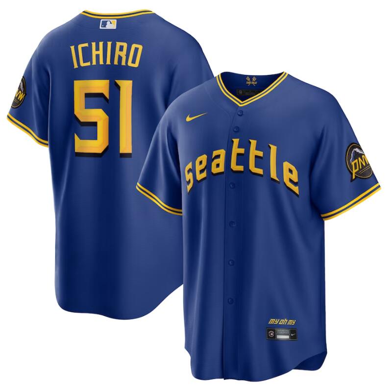 Seattle Mariners Ichiro Suzuki Royal 2023 City Connect Replica Jersey Seattle Mariners Ichiro Suzuki Royal 2023 City Connect Replica Jersey