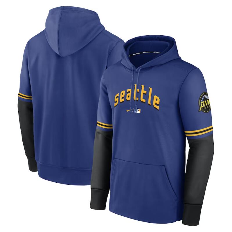 Seattle Mariners Royal 2023 City Connect Pregame Performance Pullover Hoodie Seattle Mariners Royal 2023 City Connect Pregame Performance Pullover Hoodie