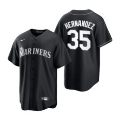 Seattle Mariners Teoscar Hernandez Black White Fashion Replica Jersey