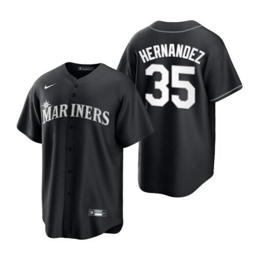 Seattle Mariners Teoscar Hernandez Black White Fashion Replica Jersey