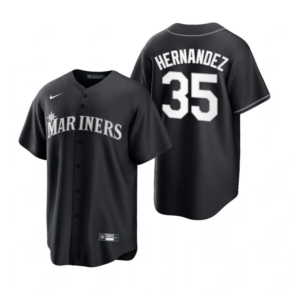 Seattle Mariners Teoscar Hernandez Black White Fashion Replica Jersey Seattle Mariners Teoscar Hernandez Black White Fashion Replica Jersey