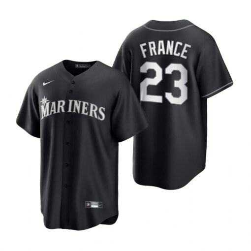 Seattle Mariners Ty France Black White Fashion Replica Jersey