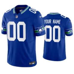 Seattle Seahawks Custom Royal Throwback Limited Jersey