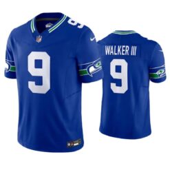 Seattle Seahawks Kenneth Walker III Royal Throwback Limited Jersey
