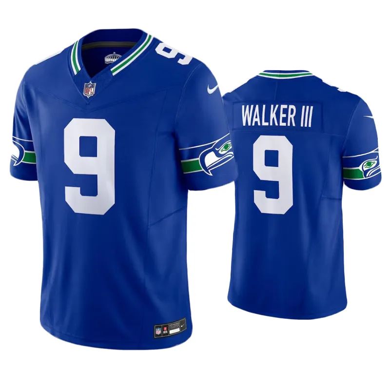 Seattle Seahawks Kenneth Walker III Royal Throwback Limited Jersey Seattle Seahawks Kenneth Walker III Royal Throwback Limited Jersey