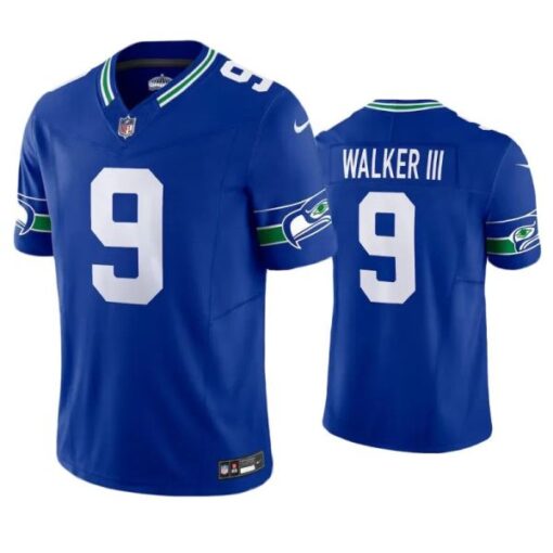 Seattle Seahawks Kenneth Walker III Royal Throwback Limited Jersey