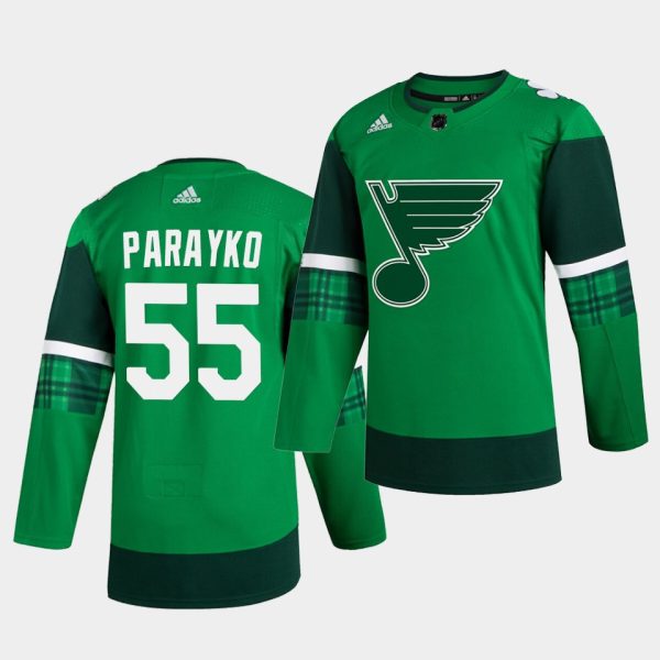 St. Louis Blues Colton Parayko St. Patrick's Day Green Player Jersey St. Louis Blues Colton Parayko St. Patrick's Day Green Player Jersey