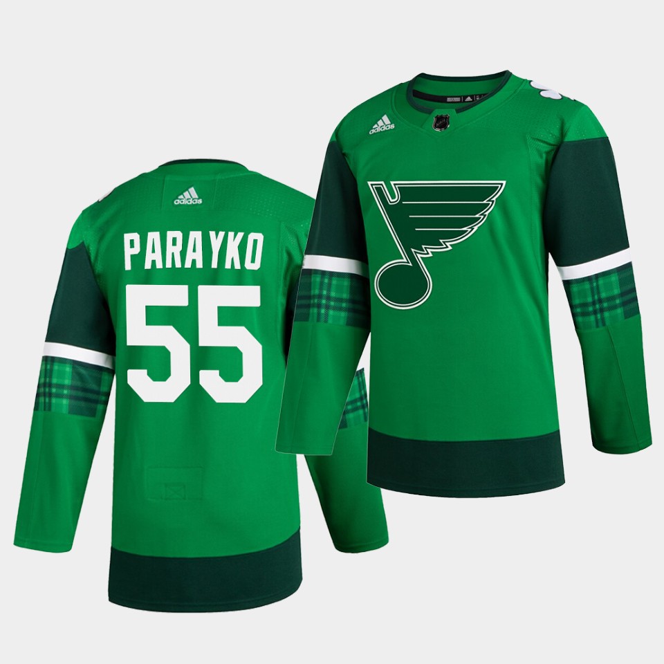 St. Louis Blues Colton Parayko St. Patrick's Day Green Player Jersey St. Louis Blues Colton Parayko St. Patrick's Day Green Player Jersey