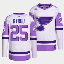St. Louis Blues Jordan Kyrou HockeyFightsCancer White Jersey