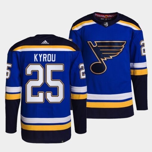 St. Louis Blues Jordan Kyrou Home Blue Jersey