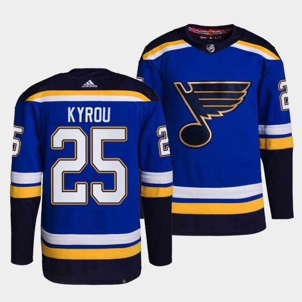 St. Louis Blues Jordan Kyrou Home Blue Jersey St. Louis Blues Jordan Kyrou Home Blue Jersey