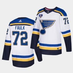 St. Louis Blues Justin Faulk Honor Bobby Plager No.5 Patch White Jersey