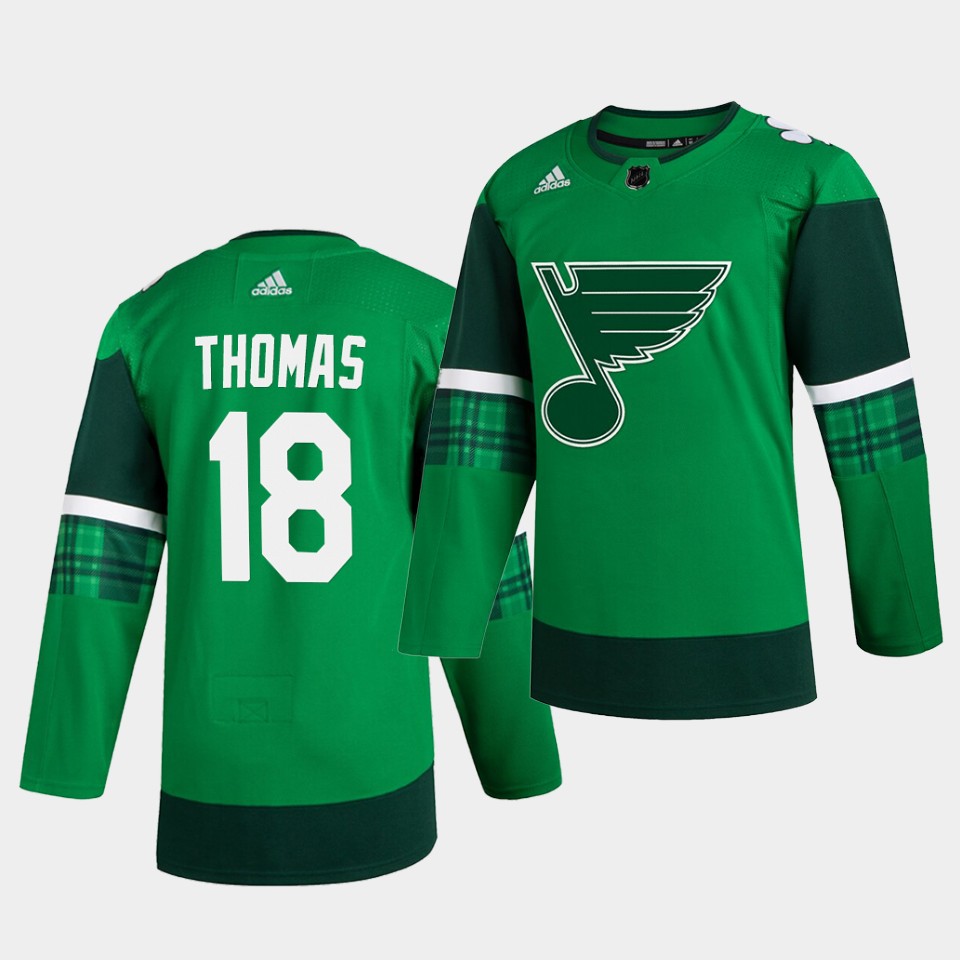 St. Louis Blues Robert Thomas St. Patrick's Day Green Player Jersey St. Louis Blues Robert Thomas St. Patrick's Day Green Player Jersey