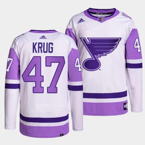 St. Louis Blues Torey Krug HockeyFightsCancer White Jersey