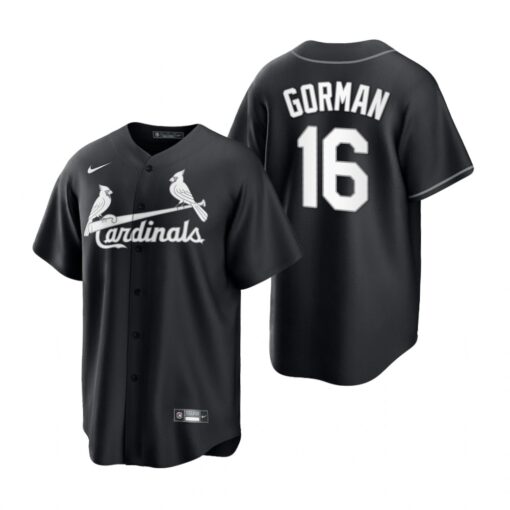 St. Louis Cardinals Nolan Gorman Black White Fashion Replica Jersey