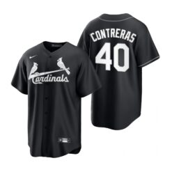 St. Louis Cardinals Willson Contreras Black White Fashion Replica Jersey