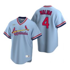 St. Louis Cardinals Yadier Molina Light Blue Cooperstown Road Jersey