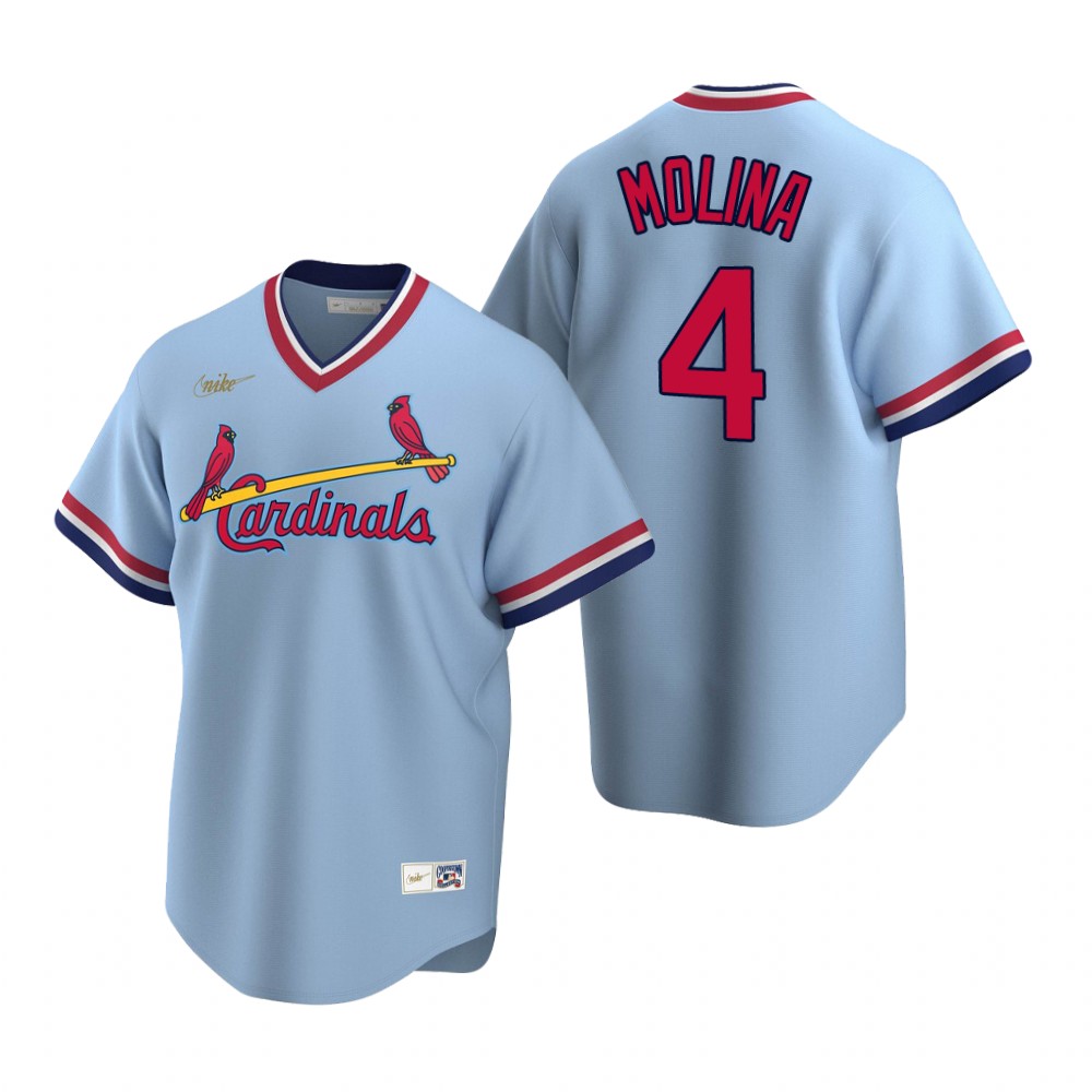 St. Louis Cardinals Yadier Molina Light Blue Cooperstown Road Jersey St. Louis Cardinals Yadier Molina Light Blue Cooperstown Road Jersey