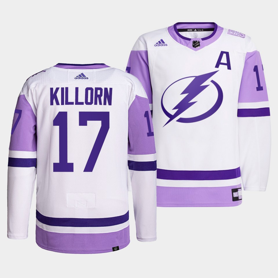 Tampa Bay Lightning Alex Killorn HockeyFightsCancer White Jersey Tampa Bay Lightning Alex Killorn HockeyFightsCancer White Jersey
