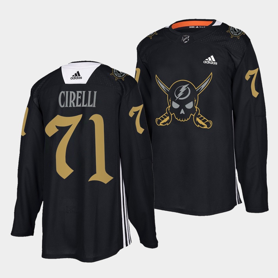 Tampa Bay Lightning Anthony Cirelli Gasparilla inspired Black Jersey Tampa Bay Lightning Anthony Cirelli Gasparilla inspired Black Jersey