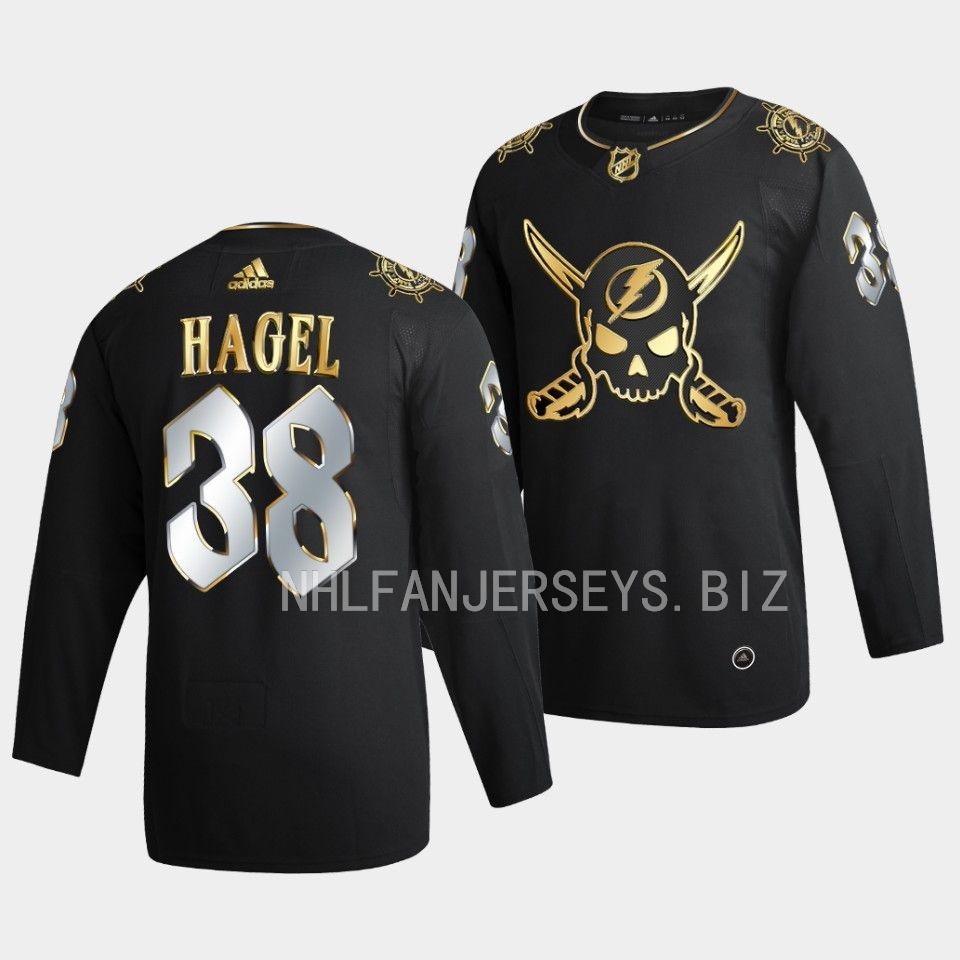 Tampa Bay Lightning Brandon Hagel Gasparilla inspired Black Golden Edition Jersey Tampa Bay Lightning Brandon Hagel Gasparilla inspired Black Golden Edition Jersey