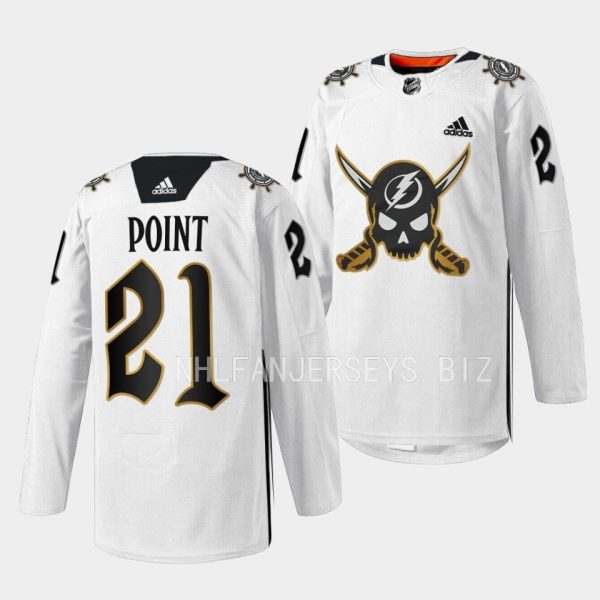 Tampa Bay Lightning Brayden Point Gasparilla inspired White Jersey Tampa Bay Lightning Brayden Point Gasparilla inspired White Jersey
