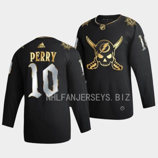 Tampa Bay Lightning Corey Perry Gasparilla inspired Black Golden Edition Jersey