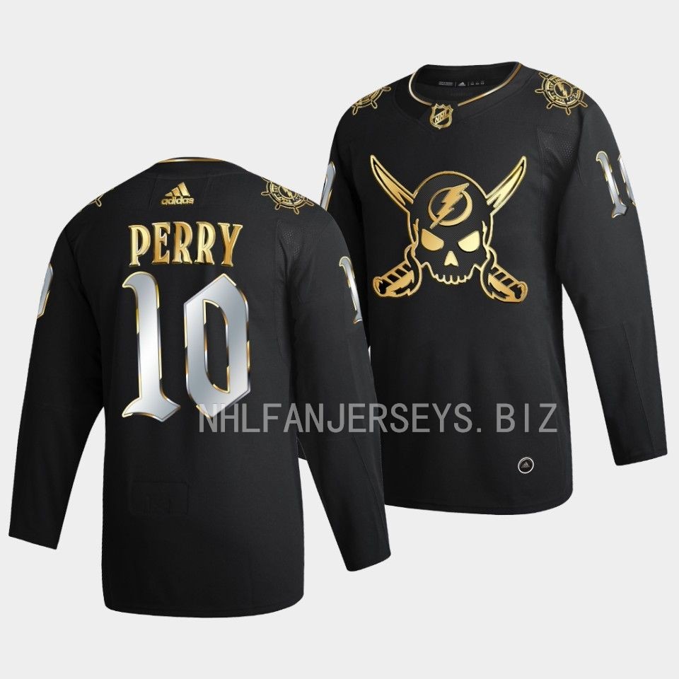Tampa Bay Lightning Corey Perry Gasparilla inspired Black Golden Edition Jersey Tampa Bay Lightning Corey Perry Gasparilla inspired Black Golden Edition Jersey