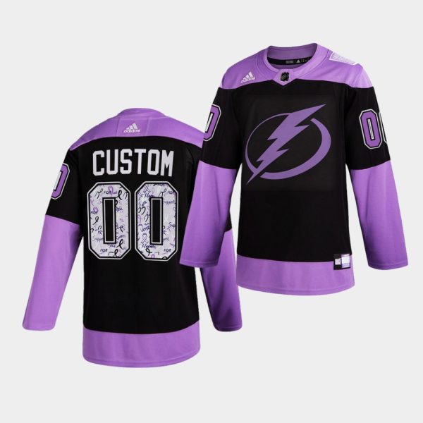 Tampa Bay Lightning Custom HockeyFightsCancer Purple Jersey Tampa Bay Lightning Custom HockeyFightsCancer Purple Jersey