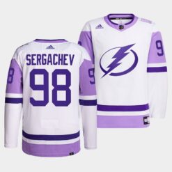 Tampa Bay Lightning Mikhail Sergachev 2021 HockeyFightsCancer White Jersey