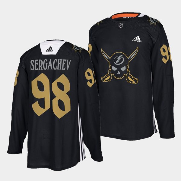 Tampa Bay Lightning Mikhail Sergachev Gasparilla inspired Black Jersey Tampa Bay Lightning Mikhail Sergachev Gasparilla inspired Black Jersey