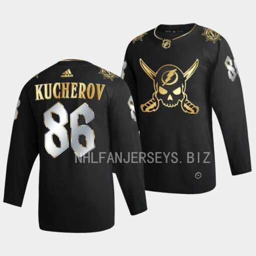 Tampa Bay Lightning Nikita Kucherov Gasparilla inspired Black Golden Edition Jersey